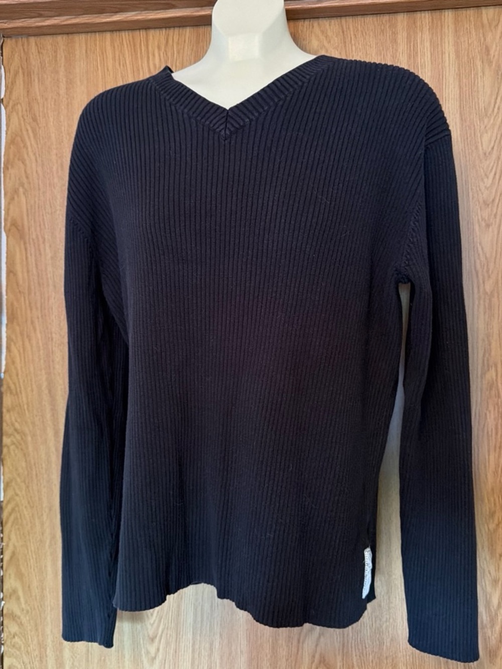Polo by Ralph Lauren Men's Black Ribbed V-Neck Sweater